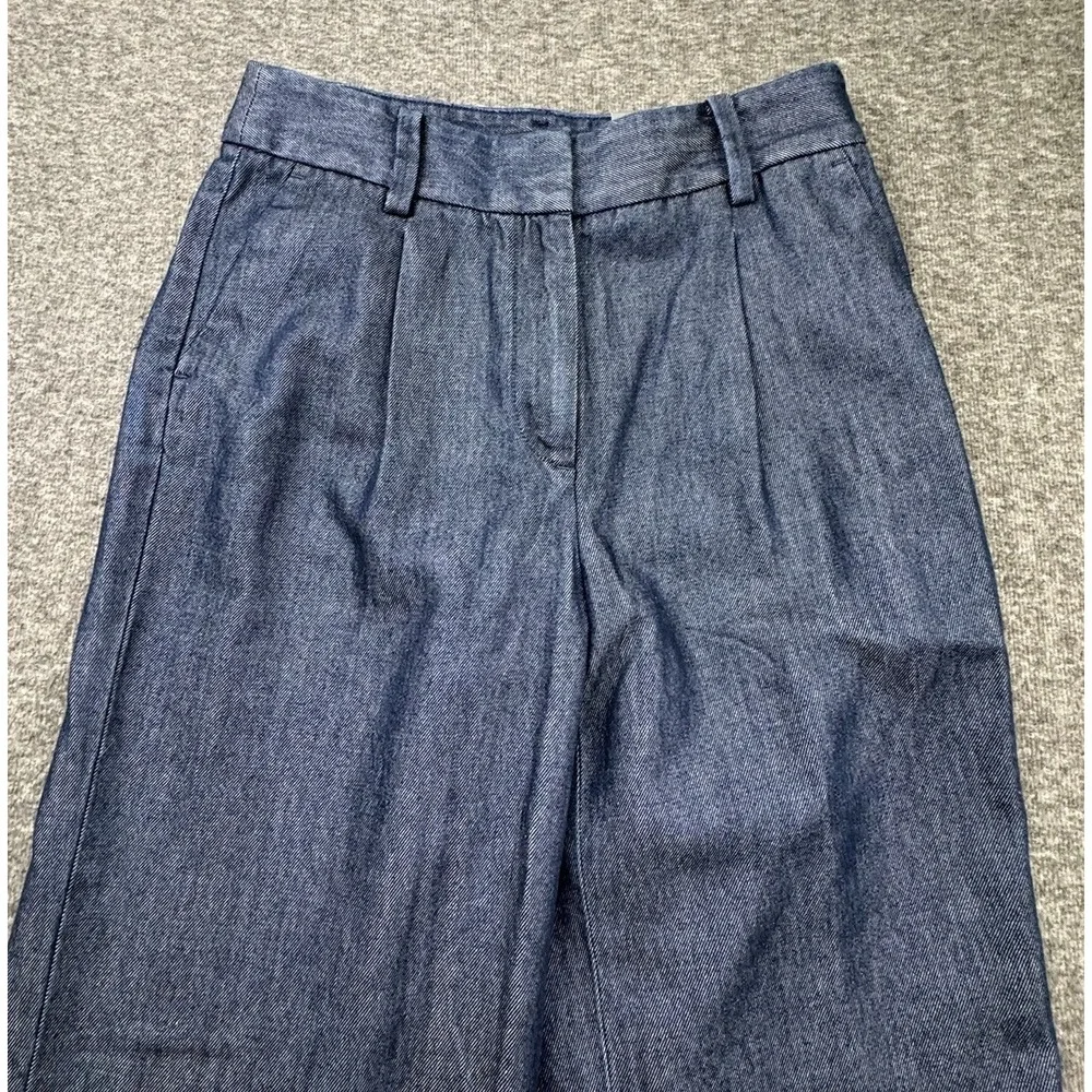 Talbots Womens Weston Dress Pants Sz 2‎ Blue Wide Leg Pleated High Rise NEW - Picture 2 of 16